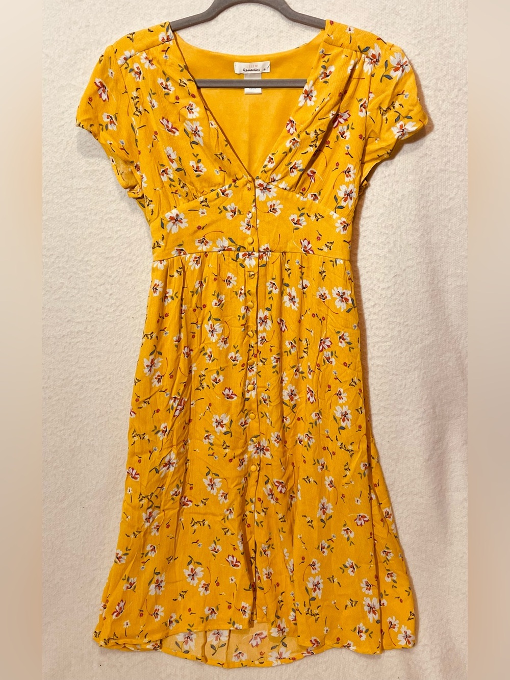 Urban Romantics Yellow Floral Button-Down Midi Dress